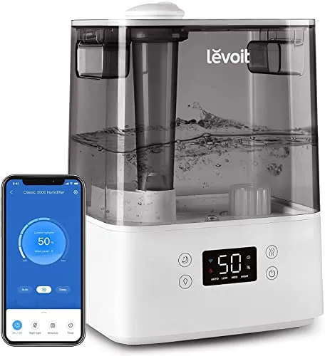 LEVOIT Umidificatore Ambiente Ultrasuoni 6L Top-Fill per Bambini, con APP & Alexa, Dura da 60H a 47m², Fredda Nebbia, 26dB Ultrasilenziosa Modalita Sonno e Auto, Timer, Luce Notturna per Casa/Ufficio