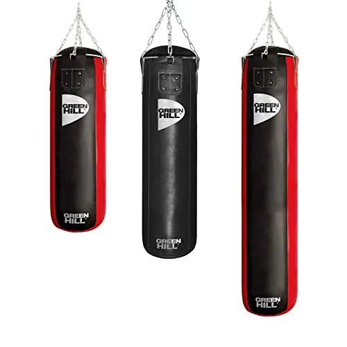 GREEN HILL Sacco da Boxe Professionale Vera Pelle Pugilato Pieno Boxing Punching Bag Saccone (100cm x 35cm x 30kg)