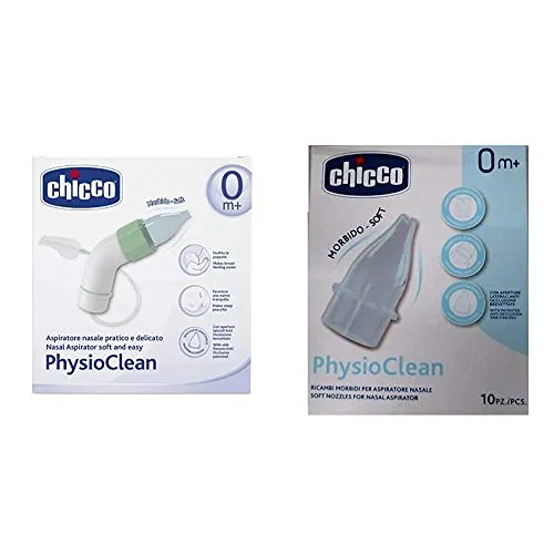 Chicco Set Igiene - PhysioClean Kit Aspiratore Nasale, Bianco + 10 Ricambi, bianco