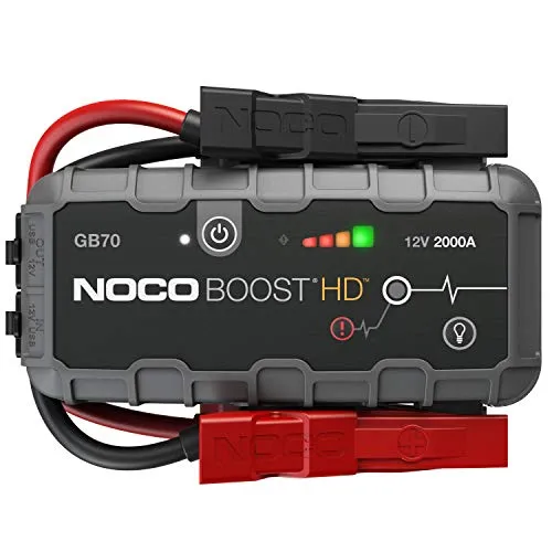 NOCO Boost HD GB70, Avviamento di Emergenza Portatile 2000A 12V UltraSafe, Avviatore Booster al Litio Professionale e Cavi Batteria Auto per Motori Benzina fino a 8L e Motori Diesel fino a 6L