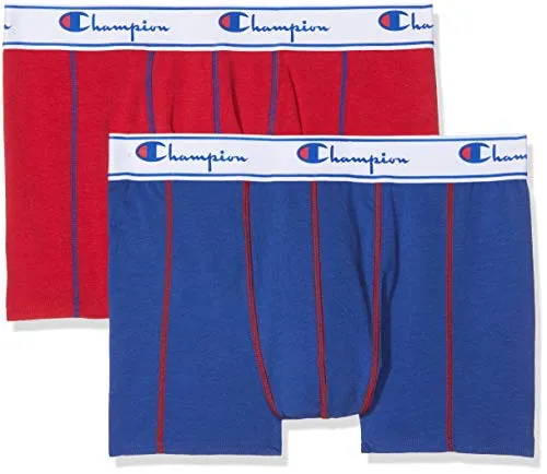 Champion Coton X2, Boxer Uomo, Multicolore (Rouge/Bleu Royal 8me), XX-Large (Taglia Produttore: 6) (Pacco da 2)