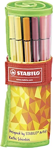 Pennarello Premium - STABILO Pen 68 - Rollerset con 25 Colori assortiti - Fan Edition