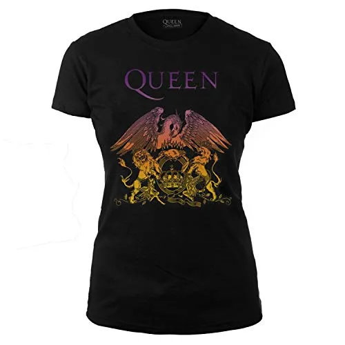 Queen Officially Licensed - T-Shirt Gradient Logo Bohemian Rhapsody Maglia Maglietta da Donna Rock (Large)