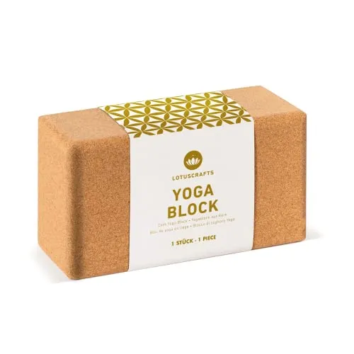 Lotuscrafts Yoga Block Cork Supra Grip - ecologico - blocco yoga in sughero naturale - blocco di sughero per yoga e pilates - blocco yoga per principianti e avanzati - Grande