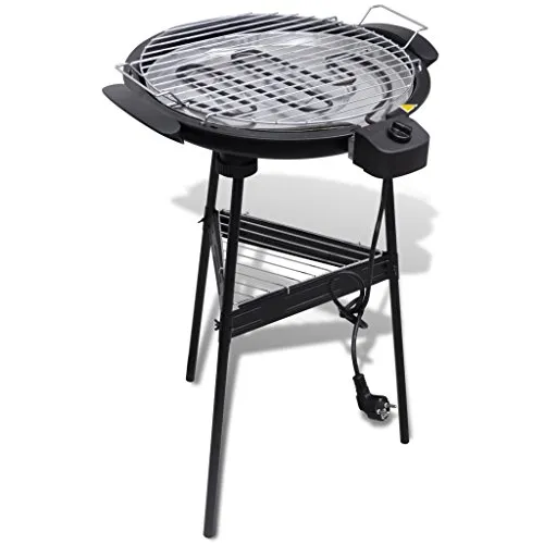 vidaXL 40978 Barbecue Zona Cottura Elettrico 2000W Nero, Argento Barbecue e bistecchiera