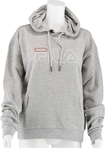 Fila Larkin Felpa con Cappuccio Sportiva, Grigio Chiaro Melange Bros, L Donna