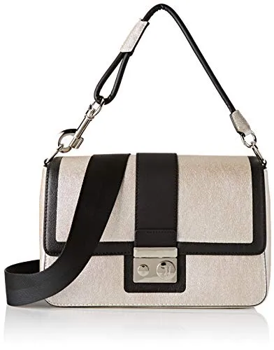 Trussardi Jeans New with Love Shoulder LG Ecol, Borsa a Spalla Donna, Argento (Platinum/Black), 9x20x31 cm (W x H x L)