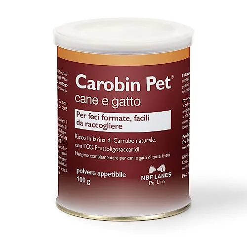 NBF Lanes | Carobin Pet Cane e Gatto, Polvere Appetibile 100 g, per Feci Formate, Facili da Raccogliere
