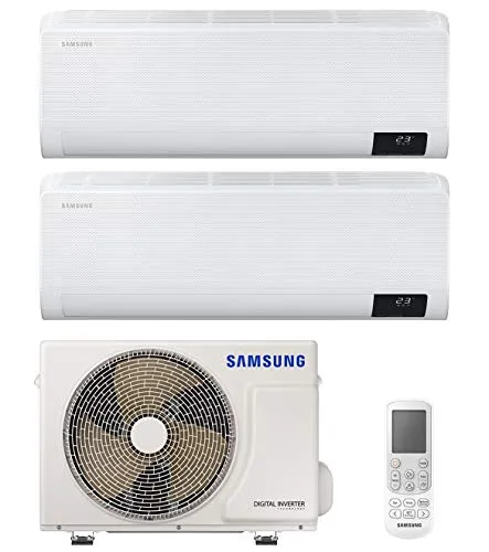 Samsung Clima WindFree Comfort Next Climatizzatore Dual Split, 9000+12000 BTU, AR09TXFCAWKNEU+AR12TXFCAWKNEU+AJ040NCJ2EG/EU, [Classe di efficienza energetica A+++/A++]