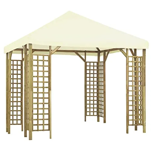 vidaXL Gazebo Tenda Tendone per Feste Padiglione per Eventi Baldacchino Telo Telone Copertura per Patio Accessori da Giardino 3x3 m Bianco Crema