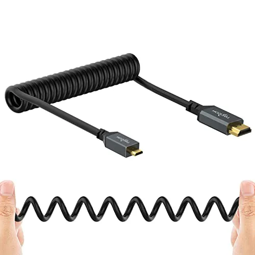 Twozoh Cavo Micro HDMI to HDMI, Micro HDMI maschio a HDMI maschio cavo a spirale 3D/4K 2.0a,2.0b,1.4a, Ultra HD, 1080p, (1,5M) (Spirale Micro HDMI)