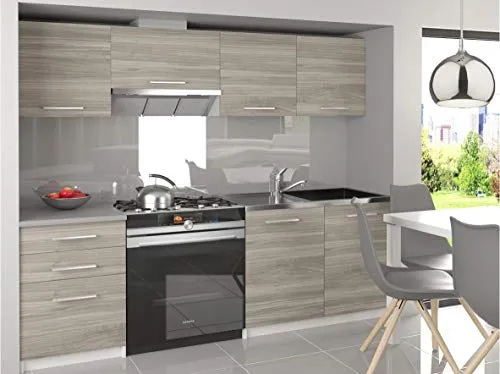 SCANDIK | Cucina Completa Componibile Lineare L 180/120 cm 5 pz | Piano di Lavoro Incluso | Set di mobili da Cucina