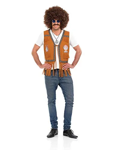 Fun Shack Marrone Gilè Hippie Costume per Uomini - Medium