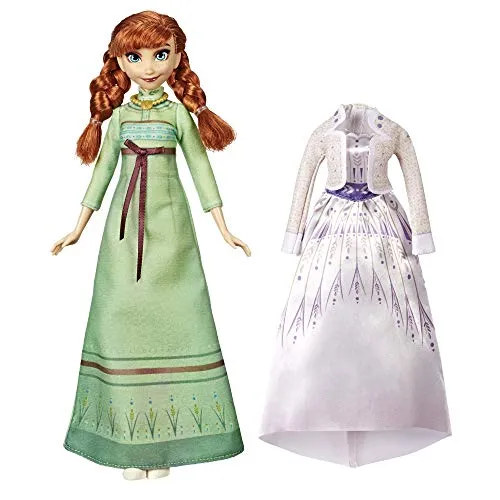 Hasbro Disney Frozen Bambola con 2 Completi, Camicia da Notte Verde e Abito Bianco Ispirato al Film, Giocattolo per Bambini dai 3 Anni in Su, Multicolore, E6908