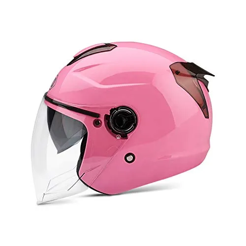 BOSEMAN Caschi da Moto per Adulti con Visiera. Casco Alla Moda per Biciclette Cruiser Scooter ATV Supera il Test di Collisione per Soddisfare la Sicurezza Stradale(Rosa)