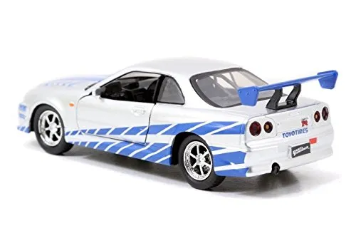 New 1:32 W/B Fast & Furious 7 - SILVER BRIAN'S NISSAN SKYLINE GT-R (R34) Diecast Model Car By Jada Toys by Jada