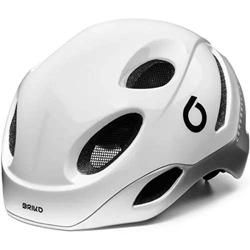 Briko E- One LED, Casco da Ciclismo Unisex-Adulto, Bianco-Argento, L