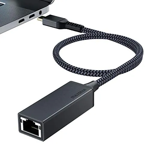 Maxonar Adattatore da USB C a Ethernet, certificato USB-IF da RJ45 a Thunderbolt 3 tipo C Gigabit Network LAN Converter (0,6 m), compatibile per MacBok Pro 2020/2019/2018/2017, Ma cBook Air, Dell XPS