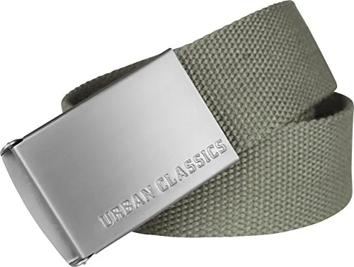 Urban Classics Canvas Belt Cintura con Fibbia Scorrevole in Metallo, Regolabile, 100% Poliestere, Lunghezza 118 cm, Olive, taglia unica Unisex