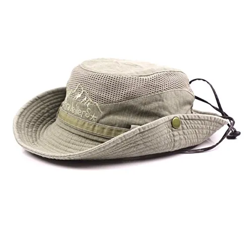 KeepSa Cappello da Sole Uomo Donna Protezione UV Cappelli Estivi in Cotone cap da Spiaggia Safari Boonie Coppola da Pesca Pieghevole con Rete Traspirante e Cinturino Regolab