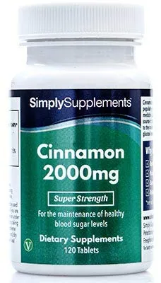 Cannella 2000 mg - Con cromo - 120 Compresse - Adatto ai vegani - 2 mesi di trattamento - SimplySupplements