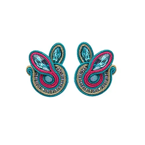 Orecchini pendenti, NEW Ethnic Tassel Earring Jewelry For Women Rhinestone Soutache Handmade Weaving Drop Earring Praty Gift Oorbellen blue