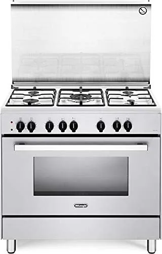 De Longhi DEMW96ED - Cucina a gas con forno elettrico ventilato, 90x60 cm, Classe A, Bianco