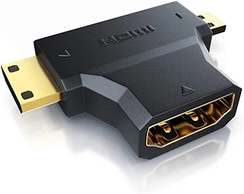 CSL - Adattatore da HDMI a Mini Micro HDMI - 2in1 biderezionale - HDMI tipo A Femmina a HDMI tipo C D Maschio - 4K UHD 2160p - Full HD 1080p - Contatti placcati in oro