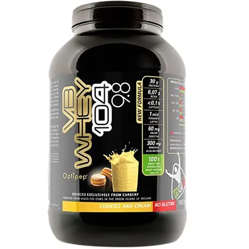 VB WHEY 104 9.8 ● Optipep ● Gusto Cookie & Cream ● Proteine Isolate Idrolizzate Per Via Enzimatica ● 900 Grammi