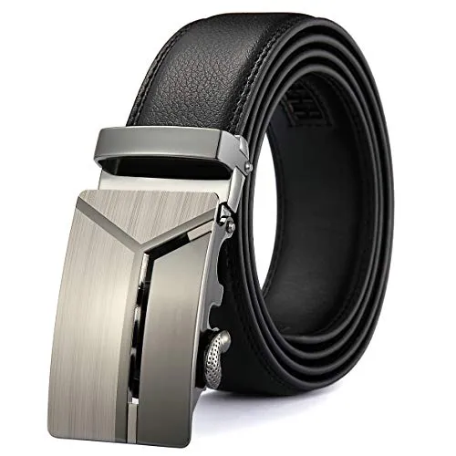 MRACSIY Cintura automatica da uomo Cintura con fibbia automatica Cintura nera 120cm (nero-04)