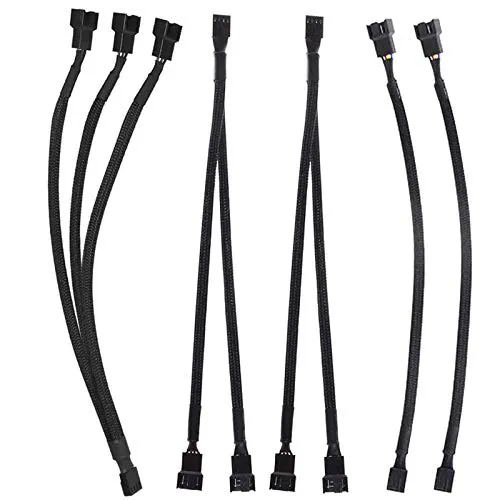 Pulluo 5Pezzi Splitter Ventola PWM 4 Pin Fan Splitter Ventola 27cm Fan Splitter y Maschio a Femmina Supporta Ventola e 3 Pin 4 Pin Nero Prolunga Ventola Cavo di Alimentazione