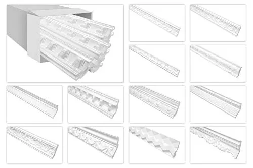 Modanature per soffitti Marbet in polistirene EPS bianco - modanature a stucco con disegno tradizionale - (2 metri B-42) Modanature angolari a stucco per pareti