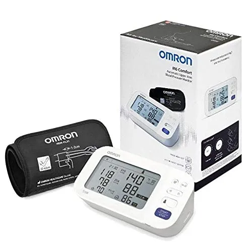 OMRON - Misuratore di Pressione da Braccio, M6 Comfort, Hem-7360-E, Bracciale Intelliwrap 22-42 Cm, Batterie, Multicolore, Adulti