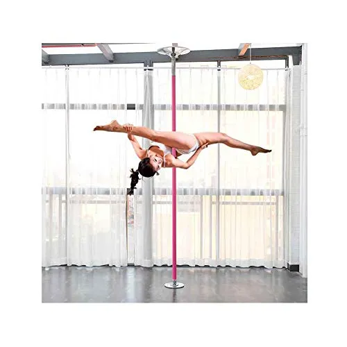 EASOUG Sexy Pole Dance Pole Bar 45mm Statico e Girevole,Professional Dance Bar,Regolabile in Altezza,Incluso CD, Altezza Regolabile da 2,3m Fino a 2,75m Rosa