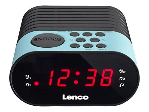 Lenco CR-07 Clock Black,Blue - radios (Clock, FM, PLL, LED, AC, Battery)