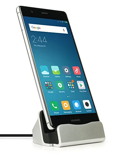 MyGadget Phone Docking Station per USB C - Base di Ricarica con Cavo Caricatore - Caricabatterie USBC per Samsung Galaxy S8 S9 S10 Plus Edge - Argento