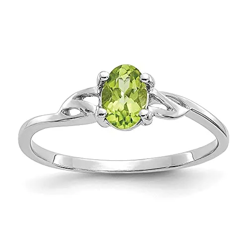 Diamond2deal Oro bianco 10 K genuino peridoto anello di fidanzamento 0.45 ct