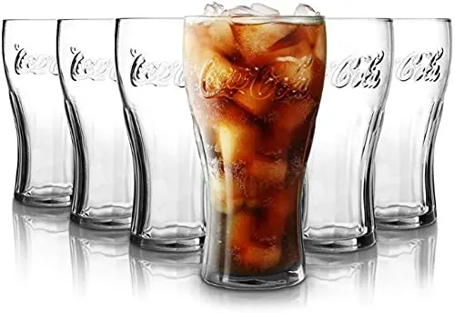 Coca Cola - Bicchieri per acqua | 330 ml | Set da 6 | Bicchieri di alta qualità | lavabili in lavastoviglie | Cristallo | Trasparente