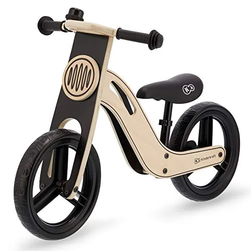 Kinderkraft Bici Senza Pedali UNIQ, Bicicletta in Legno, Sella Regolabile, Ruote Resistenti, 2 Anni - 35 kg, Nero