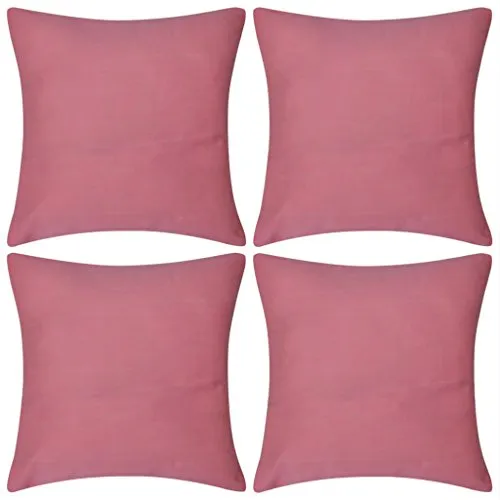 vidaXL Set 4 Federe copricuscino arredo casa in cotone rosa 50 x 50 cm