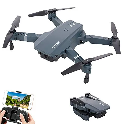 Goolsky Drone S107 con Fotocamera Droni RC WiFi FPV Drone 4K Traiettoria della Fotocamera Volo Altitudine Hold Gesto Foto Video Flip 3D modalità Senza Testa RC Quadricottero Pieghevole Adulti Bambini