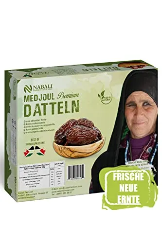 NABALI FAIRKOST datteri jumbo Medjool dalla Palestina I 100% aromatici naturale tradizionale freschi I senza conservanti I vegane I (1 kg)