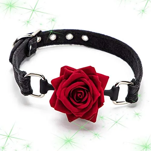 Rose Flower Gäğ Šläve Harness Bëd Flïrtïng Mõûth Bäll Gäg Śëx Tõys for Couple Ädûlt Gämë