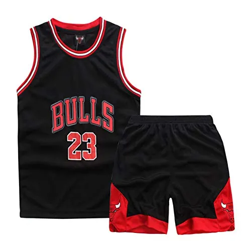 Sokaly Ragazzi Adulto Chicago Bulls Jorden # 23 Golden State Curry Boston Pantaloncini da Basket Jerseys Set di Abbigliamento Sportivo Maglie Top e Shorts (Altezza 100-180cm) (Nero#23, XXL(Altezza))