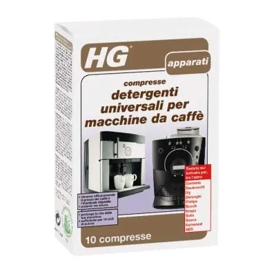 HG 10 COMPRESSE DETERGENTI UNIVERSALI per Macchine da caffè Pulizia IGIENE CASA