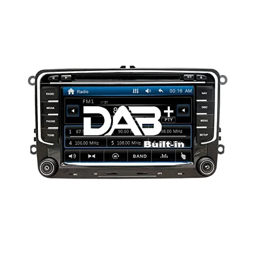 NVGOTEV Autoradio navigatore GPS compatibile per VW golf, 17,8 cm double DIN Head Unit 2 DIN autoradio con lettore CD DVD supporto GPS, USB, SD, FM AM RDS, Bluetooth (7 pollici)