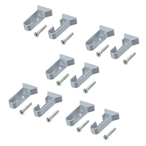 Emuca 7060925 Coppia di reggitubi laterali per asta di armario ovale, Grigio metallizzato, Set di 5