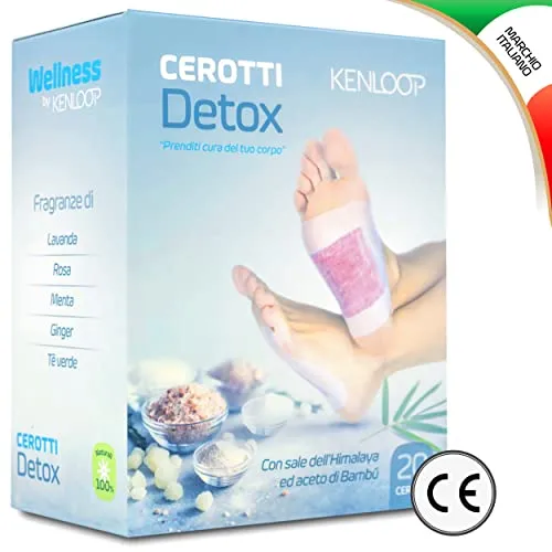 KENLOOP® Cerotti Detox Piedi - Novità: Gli Unici con il Sale Rosa dell'Himalaya, Disintossicanti con Ingredienti 100% Naturali, Eliminano le Tossine, Rilassanti per Dormire Meglio