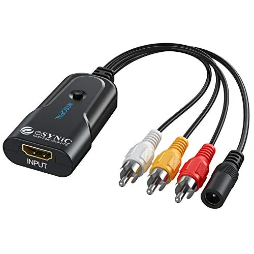 ESYNiC Convertitore HDMI a RCA Audio Video 1080P Cavo Adattatore HDMI a AV CVBS RCA con USB Cavo di Alimentazione Supporta PAL NTSC per PS3 DVD VHS VCR PC Lettore Blu-Ray TV Proiettore