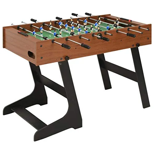 Tidyard Calcio Balilla Pieghevole Professionale, Biliardino da Tavolo con Impugnature Antiscivolo, Calcetto da Tavolo Salvaspazio con Gambe, 121x61x80 cm Marrone e Nero